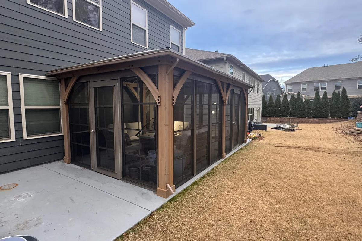 Finished 3-season vinyl film room detail in Clems Branch Mecklenburg County