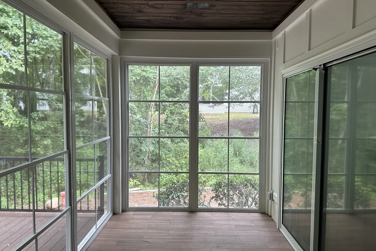 3-season sunroom vinyl enclosure interior detail Charlotte NC