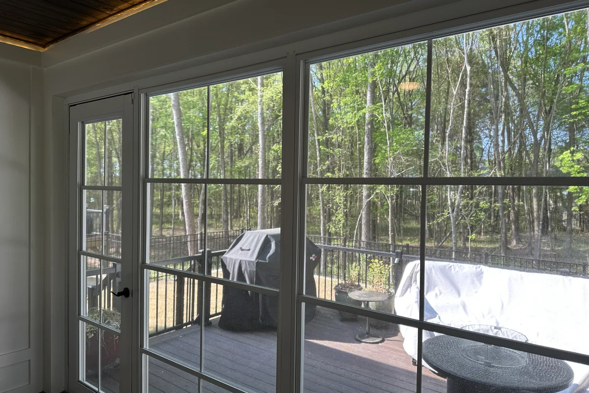 3-season porch enclosure vinyl detail work by contractor in Elrose Charlotte