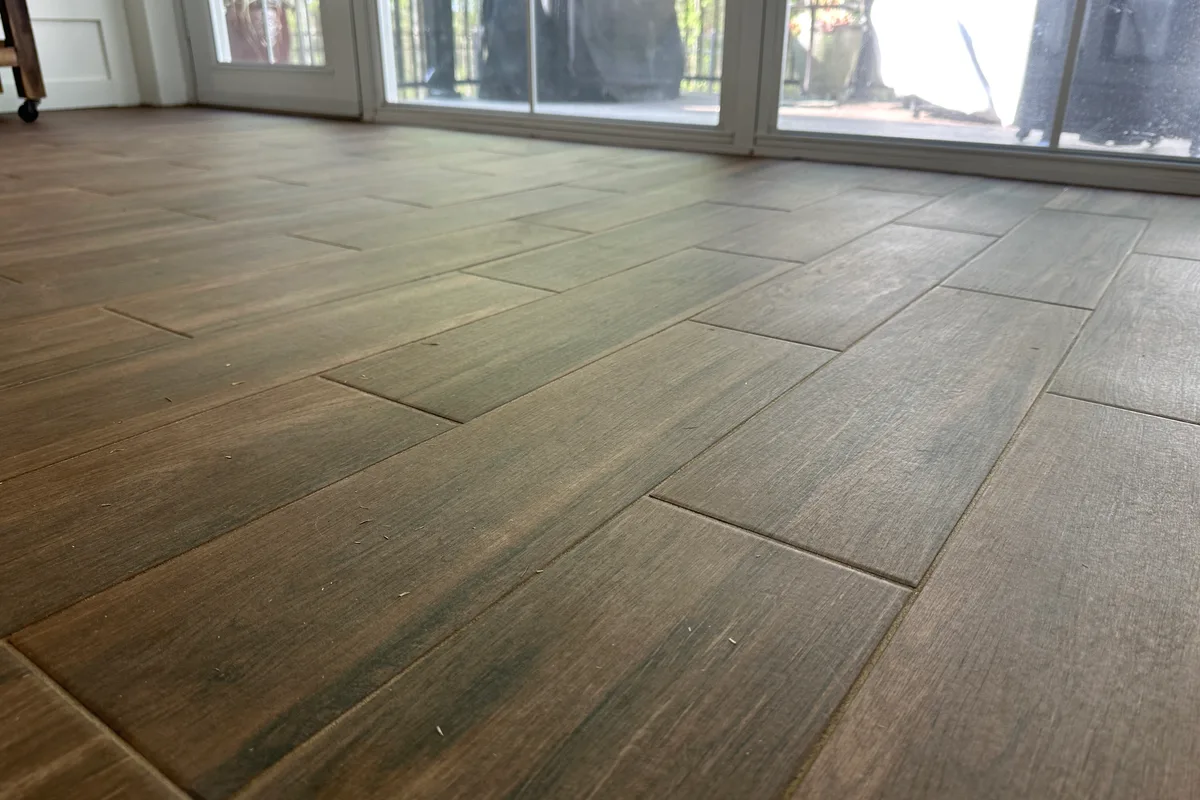 Deck enclosure installation detail with vinyl film in Mecklenburg County NC