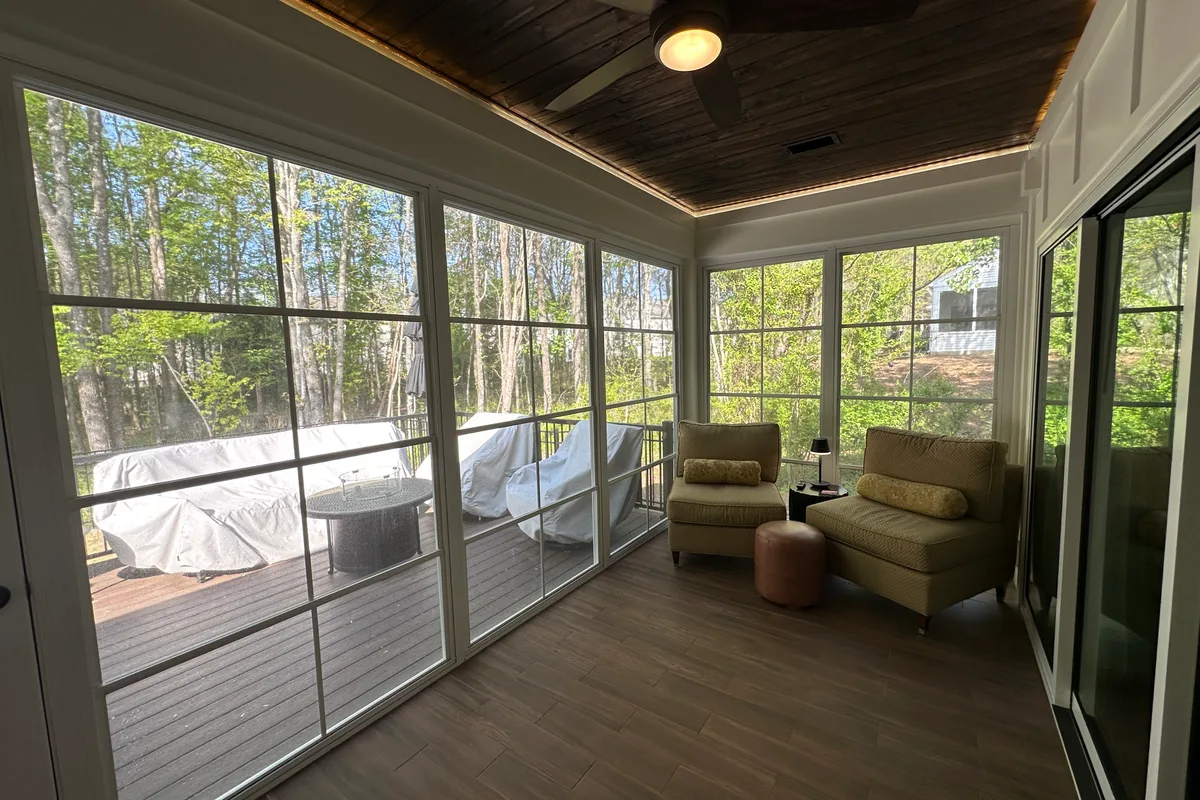 3-season sunroom vinyl enclosure close-up detail Elrose Charlotte NC