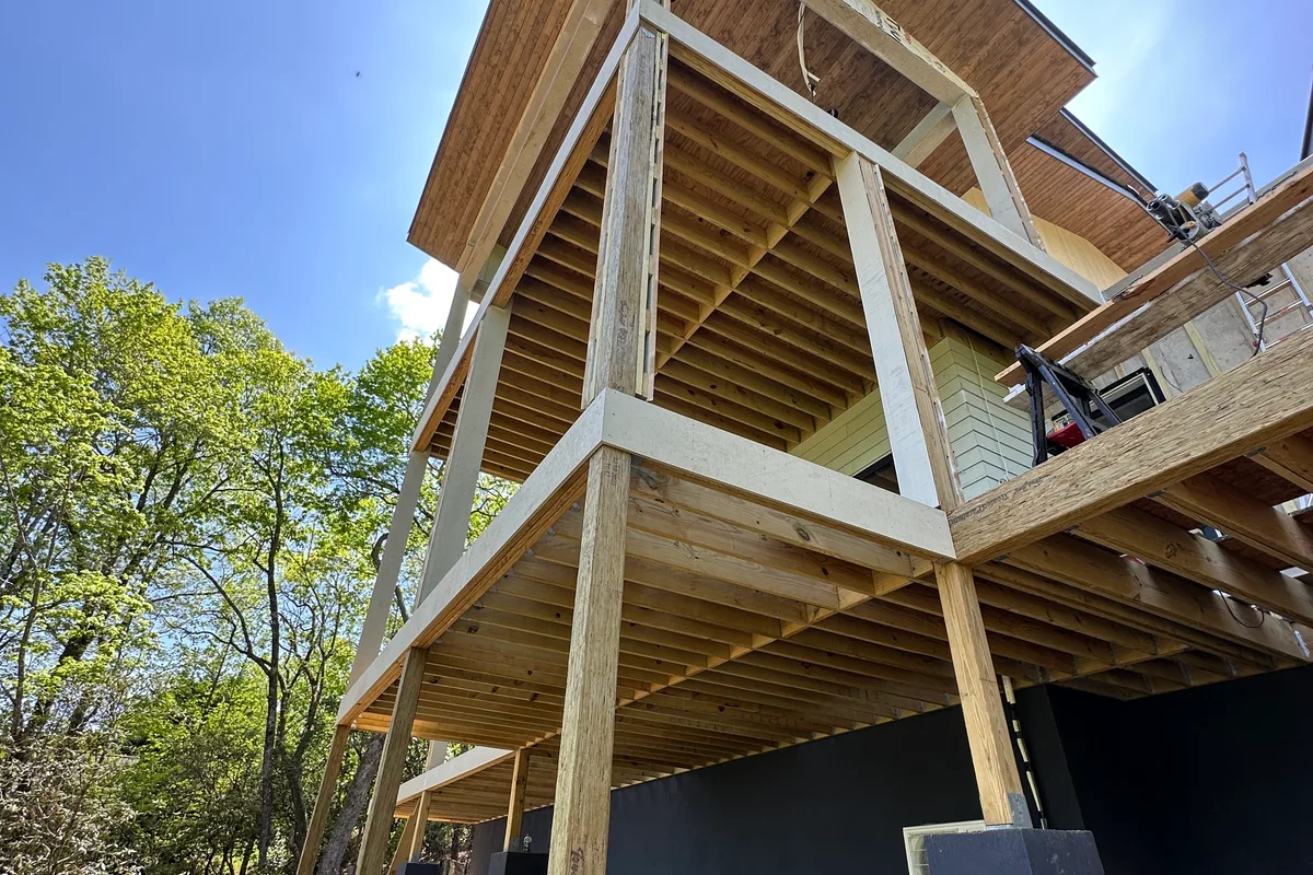 Existing porch structure before 3-season sunroom enclosure in Horse Shoe NC