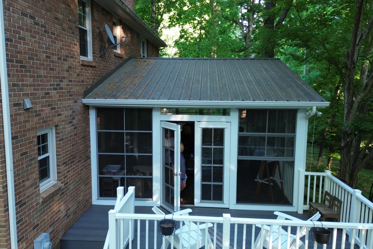 Porch enclosure contractor finished detail in Rock Hill, Overbrook NC