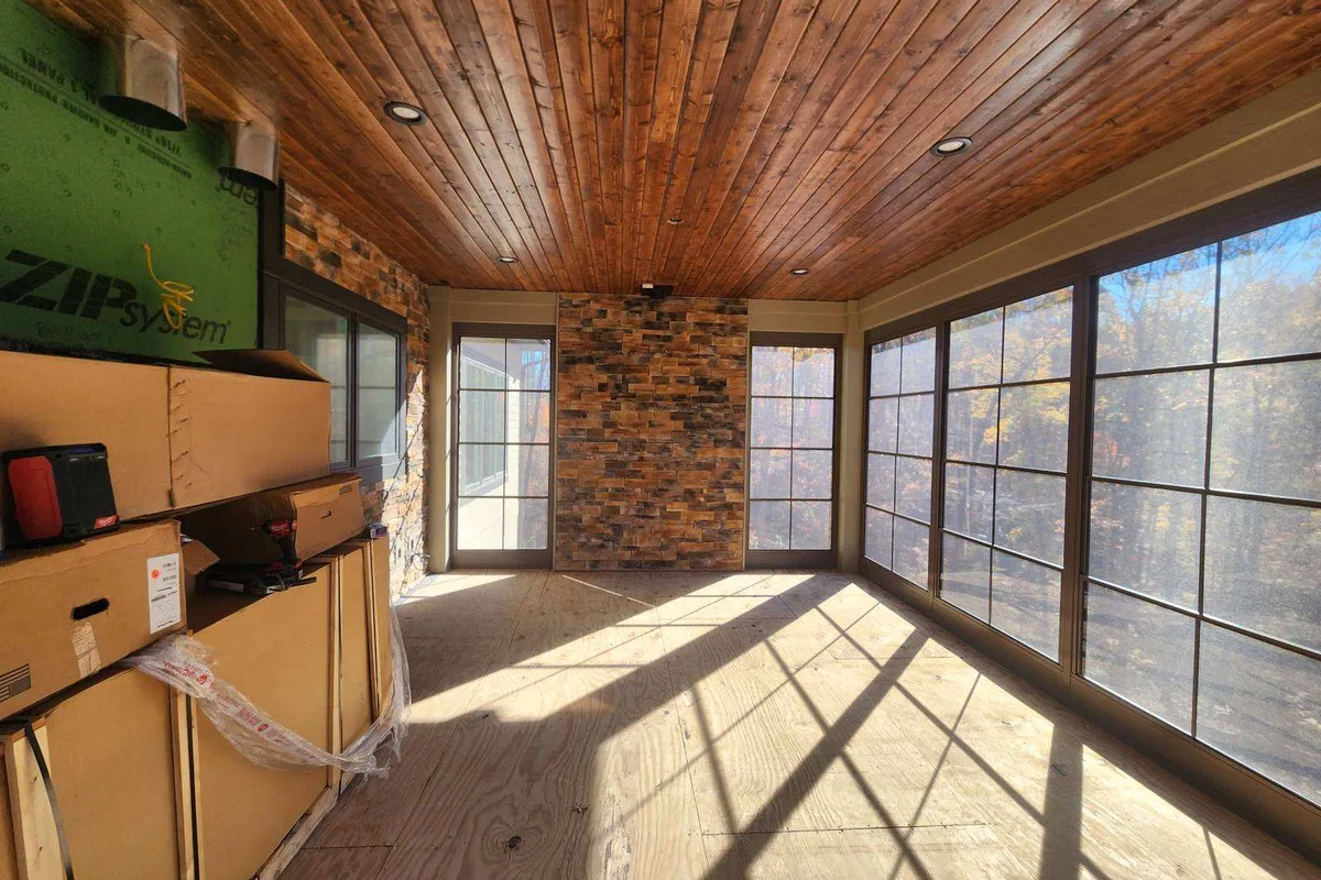Finished 3-season room addition vinyl film detail Six Mile South Carolina
