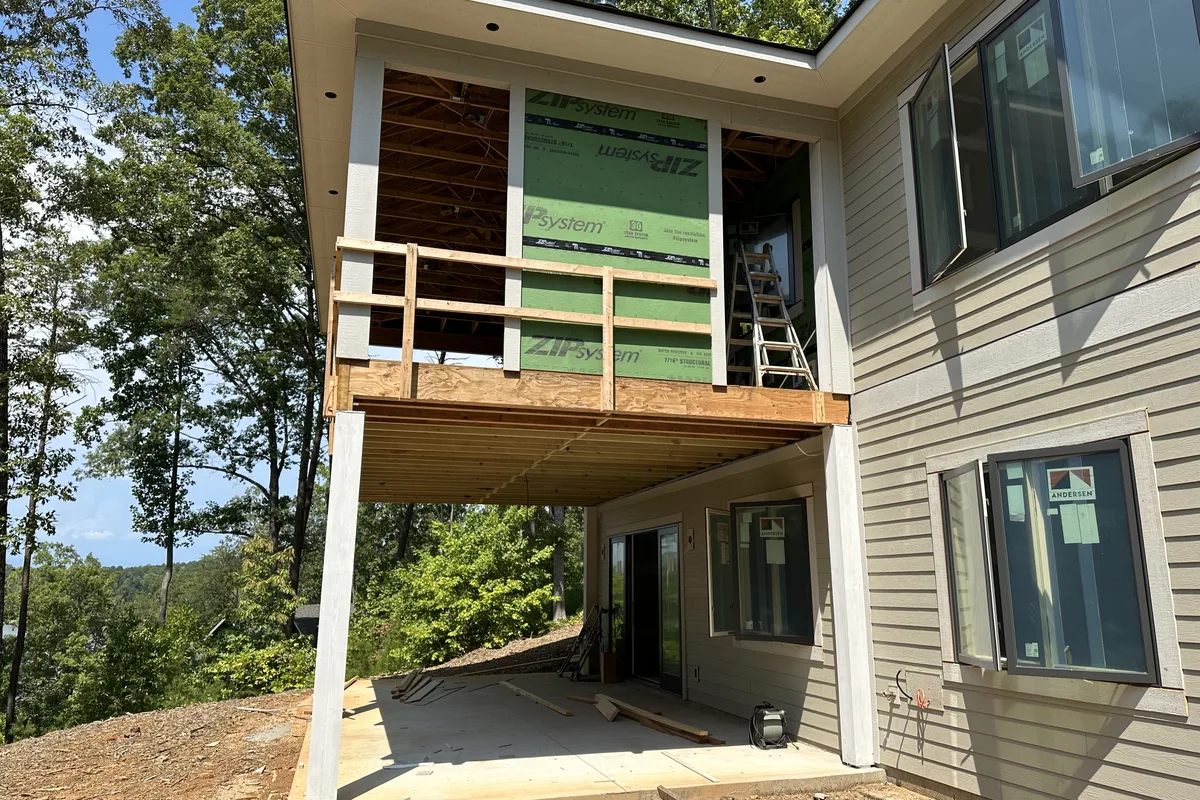 Before view of porch space ready for vinyl film enclosure Six Mile NC