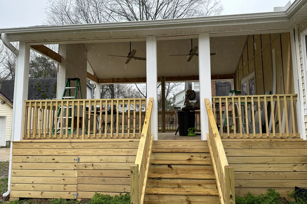 Existing structure prior to 3-season sunroom conversion in Charlotte, NC