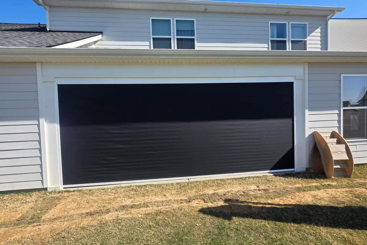After view of completed retractable screen enclosure in Tournette Indian Land SC