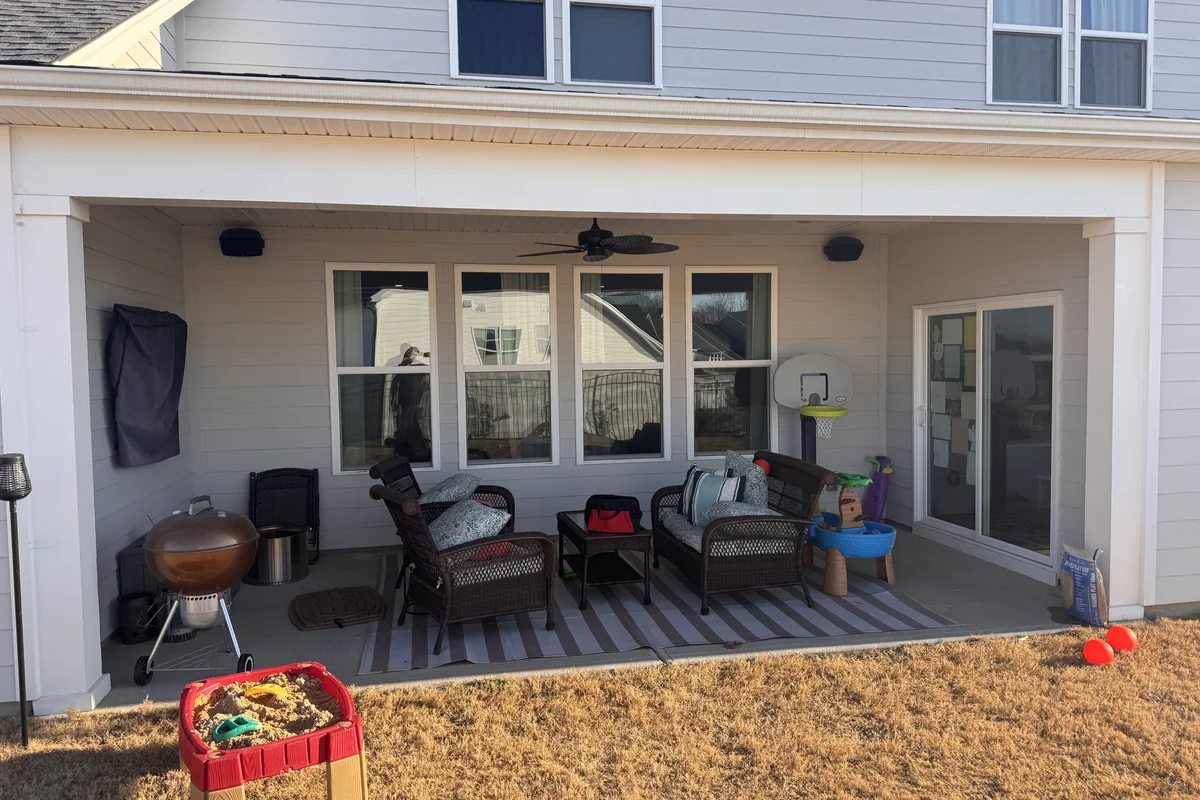 Before view of retractable large screens porch enclosure project in Indian Land SC
