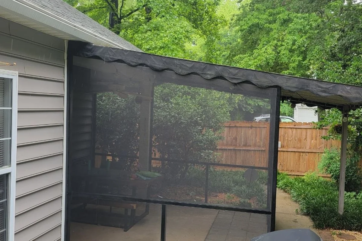Finished screen enclosure exterior view of completed screened porch in Charlotte NC Thorston Hill