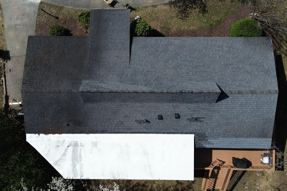 Existing roof structure before residential roofing installation in Tega Cay NC